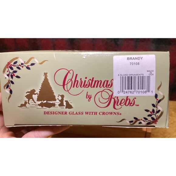 Christmas By Krebs Designer Glass Bulb Ornaments Brandy Red 6 Bulbs In Box - Picture 5 of 9